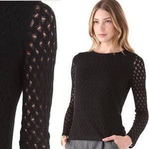 DVF Mendi Bis Ladder Lace Black Sweater Top